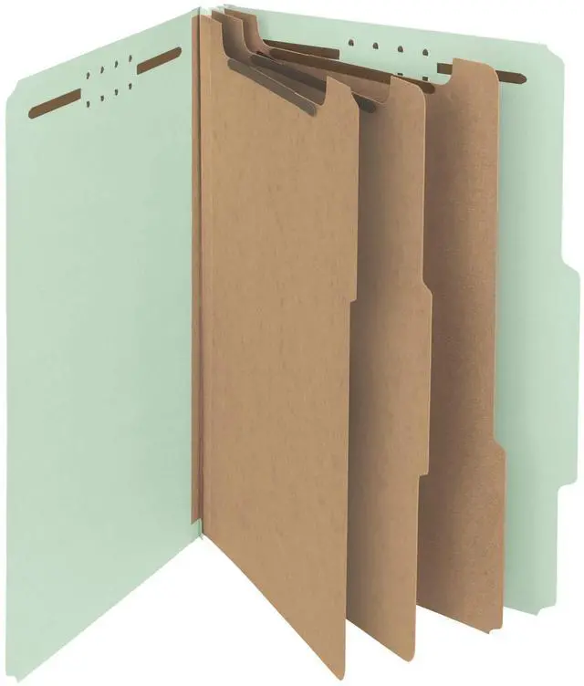 Main image of 100% Recycled Pressboard Classification File Folder, 3 Dividers, 3" Expansion, Legal Size, Gray/Green, 10 per Box (19093)
