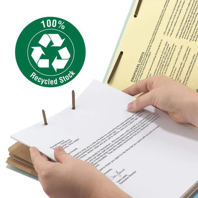 Alt view image 4 of 6 - 100% Recycled Pressboard Classification File Folder, 3 Dividers, 3" Expansion, Legal Size, Gray/Green, 10 per Box (19093)
