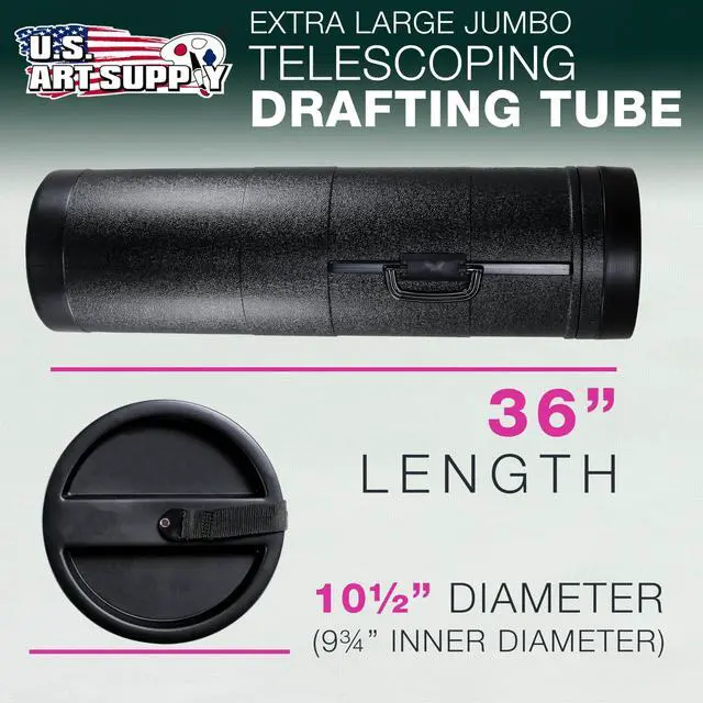 Alt view image 2 of 6 - Jumbo Poster Tube - Telescoping Adjustable 36" to 62-1/2" - Durable 10-1/2" Diameter Storage Tube - Art Poster Carrier Holder & Blueprint Storage Drafting Tube Travel & Protection