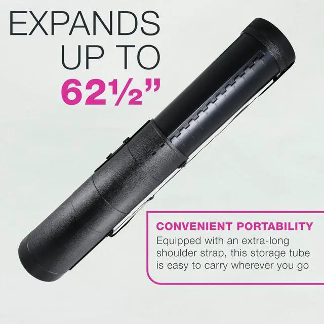 Alt view image 3 of 6 - Jumbo Poster Tube - Telescoping Adjustable 36" to 62-1/2" - Durable 10-1/2" Diameter Storage Tube - Art Poster Carrier Holder & Blueprint Storage Drafting Tube Travel & Protection