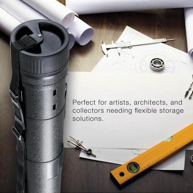 Alt view image 6 of 6 - Jumbo Poster Tube - Telescoping Adjustable 36" to 62-1/2" - Durable 10-1/2" Diameter Storage Tube - Art Poster Carrier Holder & Blueprint Storage Drafting Tube Travel & Protection