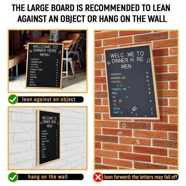 Alt view image 2 of 6 - 1 Pcs Large Felt Letter Board Sign 24 x 30 Inch, Changeable Letter Board with Boxes, Large Felt Menu for Restaurant Announcements, Restaurant Menus (Gray,Retro)