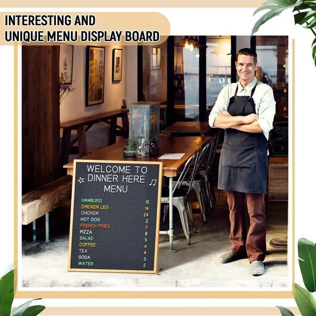 Alt view image 6 of 6 - 1 Pcs Large Felt Letter Board Sign 24 x 30 Inch, Changeable Letter Board with Boxes, Large Felt Menu for Restaurant Announcements, Restaurant Menus (Gray,Retro)
