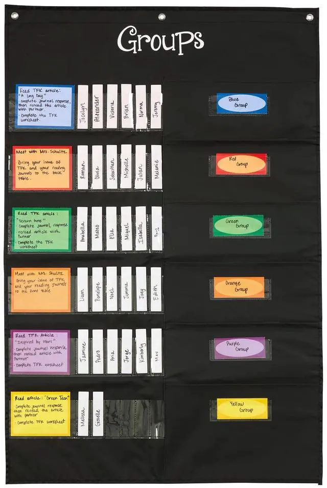 Main image of Small Group Management Pocket Chart with Clear Pockets | 26.75" x 40.75", School Supplies & Classroom Schedule Organizer for Teachers, Jobs, & Daily Routines