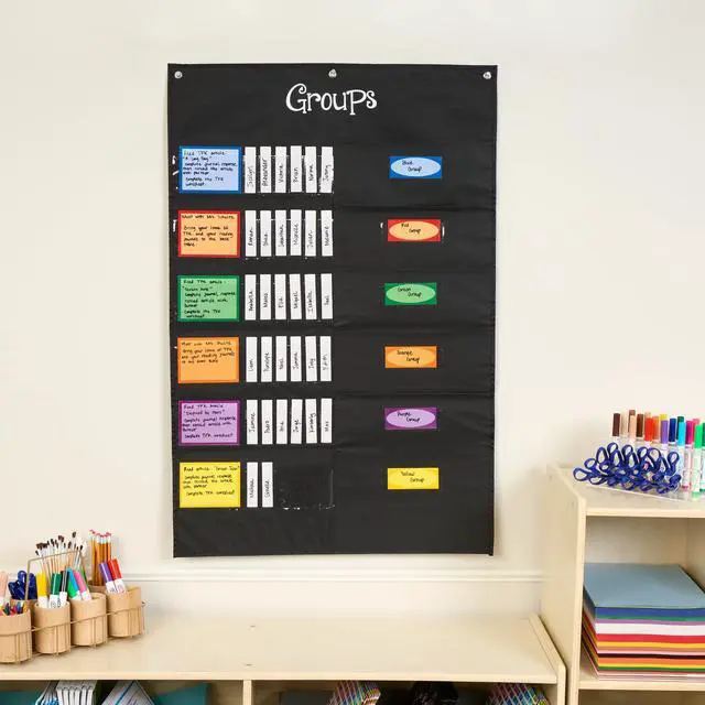 Alt view image 6 of 6 - Small Group Management Pocket Chart with Clear Pockets | 26.75" x 40.75", School Supplies & Classroom Schedule Organizer for Teachers, Jobs, & Daily Routines