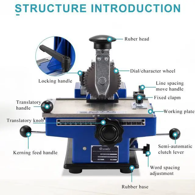 Alt view image 3 of 6 - Metal Nameplate Stamping Machine Semi-Automatic Embosser Label Printing Marking Machine Dog Tag Printer (6mm Character Wheel)