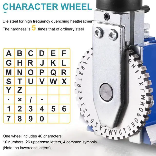 Alt view image 4 of 6 - Metal Nameplate Stamping Machine Semi-Automatic Embosser Label Printing Marking Machine Dog Tag Printer (6mm Character Wheel)