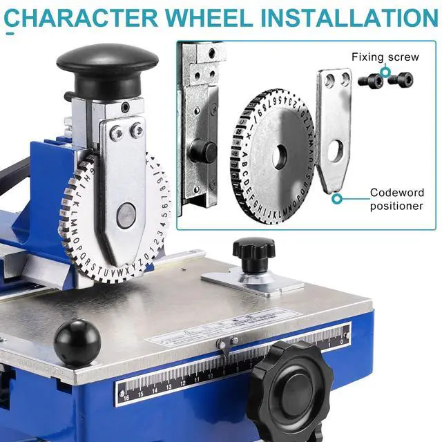 Alt view image 5 of 6 - Metal Nameplate Stamping Machine Semi-Automatic Embosser Label Printing Marking Machine Dog Tag Printer (6mm Character Wheel)