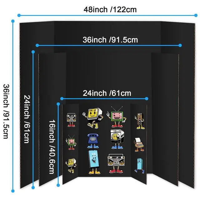 Alt view image 2 of 6 - 10 Pack Trifold Poster Board 48" X 36", Black Poster Boards, Science Fair Display Boards Posterboard for Mounting, Prints,Art,Display,Projects Classroom Supplies (10)
