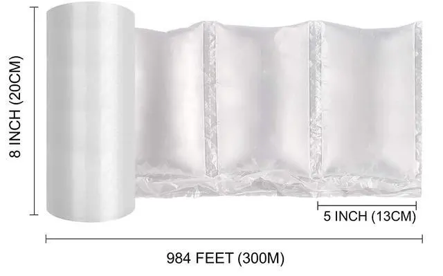 Alt view image 3 of 6 - Air Pillow Cushion Film Roll for Bubble Wrap Packaging | 984ft x 5" x 8" (300m x 13cm x 20cm) | 2 PACK