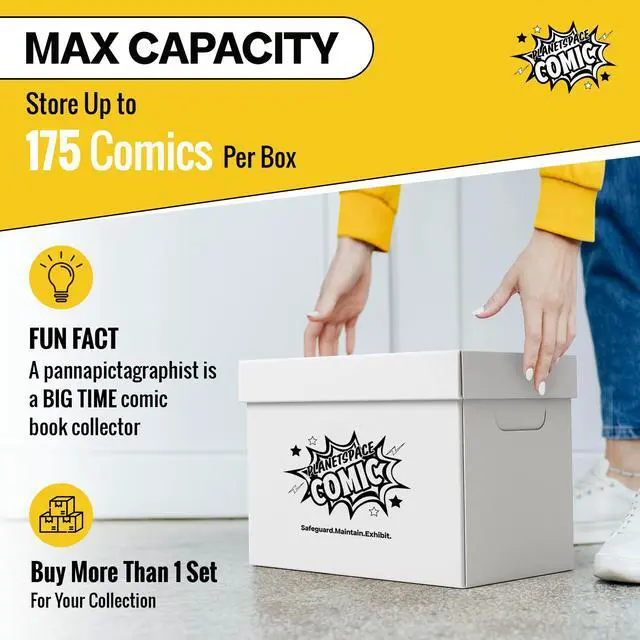 Alt view image 2 of 6 - Book Storage Box | 22 Boxes with 6 Dividers (Each Box Stores Up to 175 Comics) - Short Stackable Design with Dust Protection Lid | Strong Structure & Acid Free Manufacturing