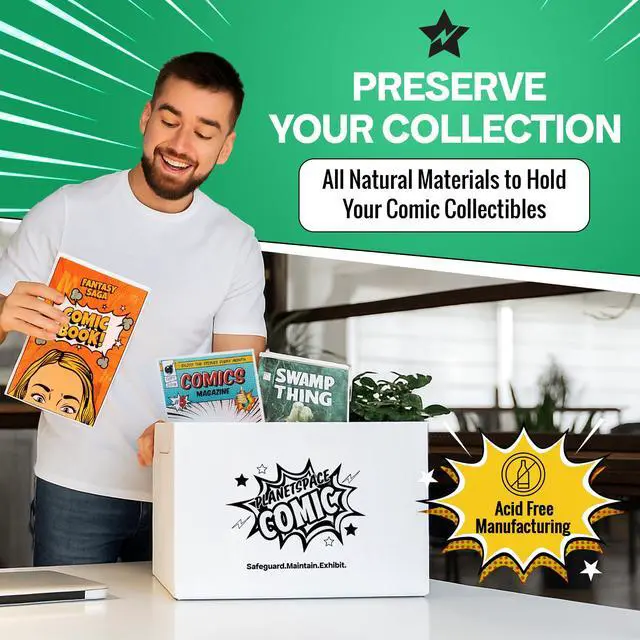 Alt view image 3 of 6 - Book Storage Box | 22 Boxes with 6 Dividers (Each Box Stores Up to 175 Comics) - Short Stackable Design with Dust Protection Lid | Strong Structure & Acid Free Manufacturing