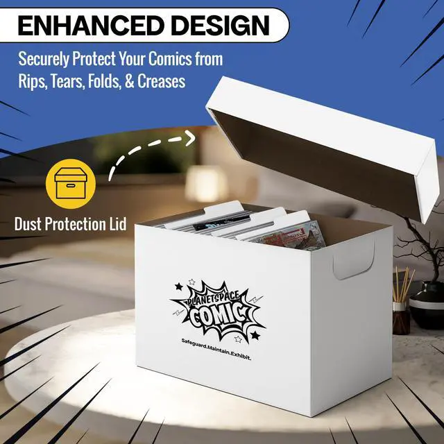 Alt view image 4 of 6 - Book Storage Box | 22 Boxes with 6 Dividers (Each Box Stores Up to 175 Comics) - Short Stackable Design with Dust Protection Lid | Strong Structure & Acid Free Manufacturing