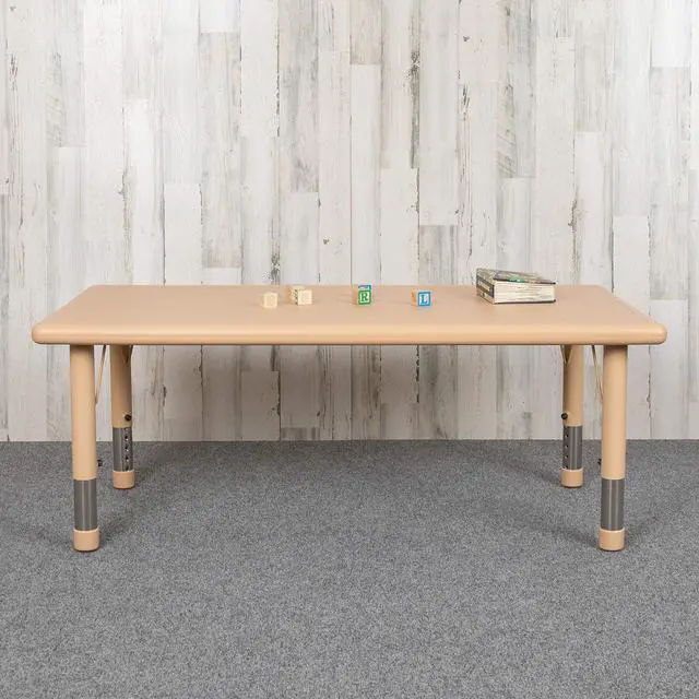 Alt view image 2 of 6 - Wren 24"W x 48"L Rectangular Natural Plastic Height Adjustable Activity Table