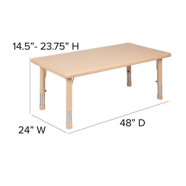 Alt view image 3 of 6 - Wren 24"W x 48"L Rectangular Natural Plastic Height Adjustable Activity Table