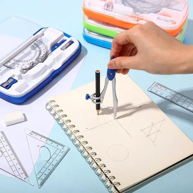 Alt view image 2 of 6 - 36 Sets Math Geometry Kit Student 10 Pcs Shatterproof Storage Box Includes Compass, Rulers, Protractor, Eraser, Pencil Sharpener, Lead Refills, Pencil for Back to School Students Class Teacher