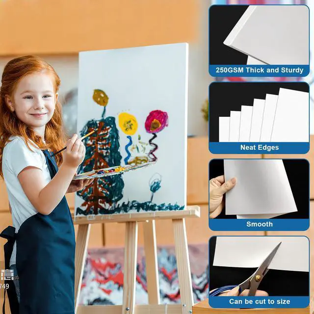 Alt view image 3 of 6 - 200 Pcs 14"x18" White Poster Board Paper Bulk, 250 GSM Blank Poster Paper Vision Board Cardstock for Graphic Display Arts Crafts Drawing Classroom Projects Presentations Scrapbook Backing Signs