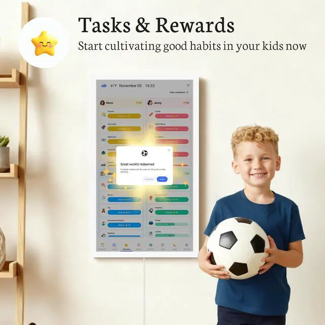 Alt view image 2 of 6 - 24 inch Digital Calendar Base Wall Touch Screen, Family Schedule Smart Calendar Interactive Display, Streamline Household Organization, Electronic Planner Wall Mountable in Portrait or Landscape