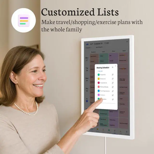 Alt view image 5 of 6 - 24 inch Digital Calendar Base Wall Touch Screen, Family Schedule Smart Calendar Interactive Display, Streamline Household Organization, Electronic Planner Wall Mountable in Portrait or Landscape