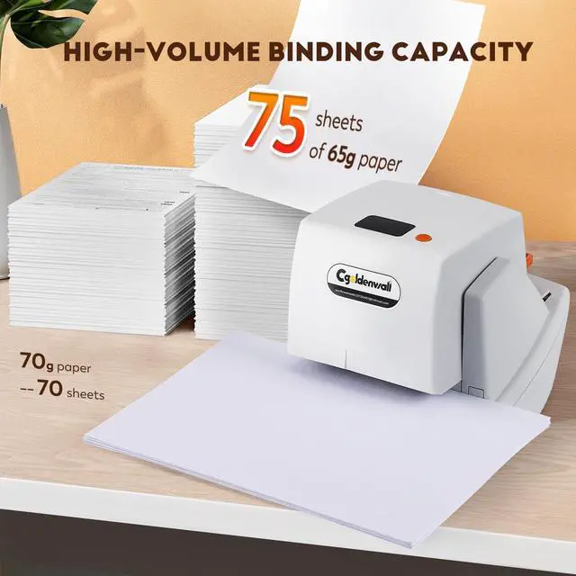 Alt view image 4 of 6 - Automatic Heavy Duty Electric Stapler, 70-75 Sheets Capacity, with 6000 Staples, Flat Clinch Jam Free, Speed & Margin Adjustable, 5000 Staples Large Cartridge
