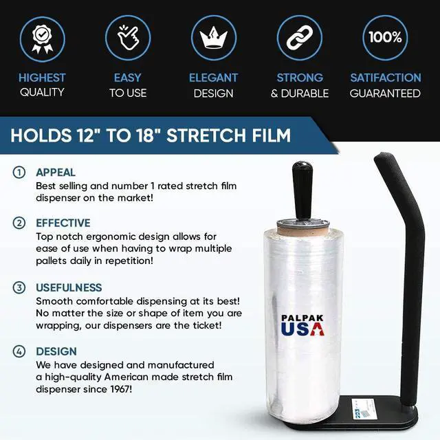 Alt view image 2 of 5 - 300 BACKSAVER - Best Selling Stretch Film Dispenser with Extended Handle, Industrial Strength for Packing Wrap, Holds 14"-18" Rolls with Adjustment Furniture, Boxes & Pallets (1 Pack)