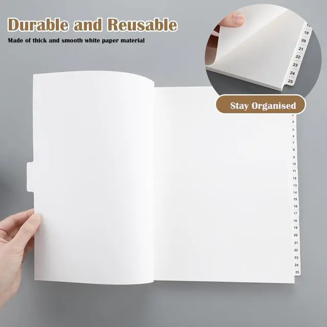Alt view image 5 of 6 - 2 Set 1-100 Numbered Tab Dividers Un-Punched Letter Size 8.5 x 11 Inch Paper Page White Binder Index Dividers for Office Documents Files