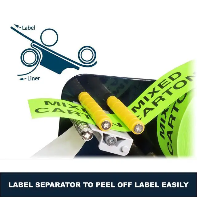 Alt view image 3 of 6 - MDJ by Excell Manual Metal Label Sticker Dispenser with 4 Suction Cups Base for Tabletop, Adjustable Holder for Multiple Rolls for Office, Home, Warehouse, Easy Peel Off, Fits up to 6.5" Wide Labels