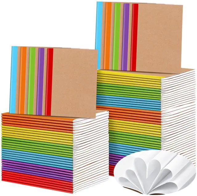 Main image of 200 Pack Small Notebooks Bulk, A6 Pocket Notebook,Colorful Rim, Brown