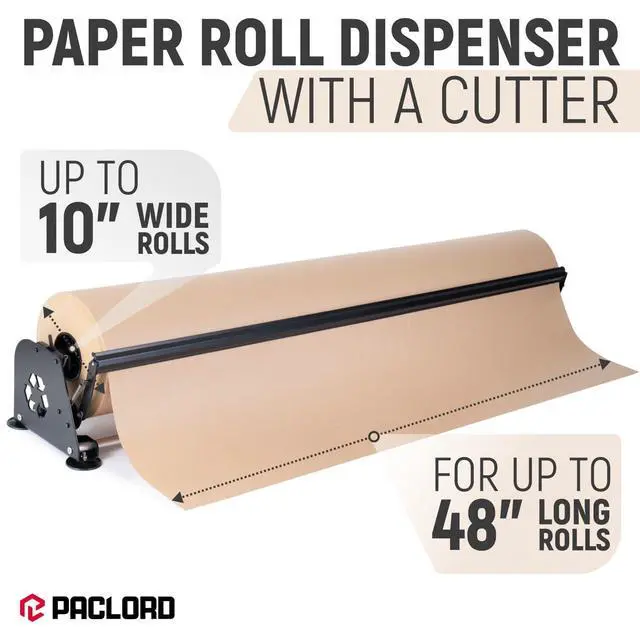 Alt view image 2 of 6 - 48" Paper Roll Dispenser with Cutter, Next Gen, Non-Slip Suction Cup Feet | Heavy-Duty Paper Roll Dispenser for Kraft, Freezer, Newsprint & Butcher Paper Rolls, Fits Rolls up to 10" Diameter