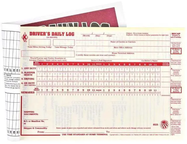 Main image of J. J. Keller Driver Daily Log Book 50-pk. with Detailed Driver Vehicle Inspection Report & Daily Recap - Book Format with 31 Sets, 2-Ply with Carbon, 8.5" x 5.5"