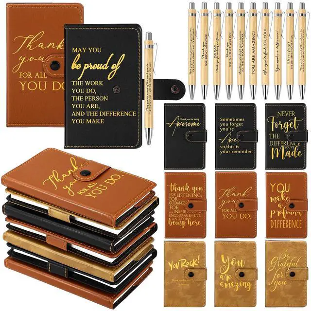 Main image of 60 Sets Thank You Leather Journals Back to School Teacher Gifts | Bulk Employee Appreciation Notebook with Bamboo Pen, for Nurse Coworker Office Staff Vet Tech Housekeeper, 3 Colors