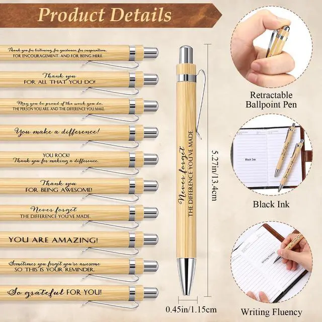 Alt view image 3 of 6 - 60 Sets Thank You Leather Journals Back to School Teacher Gifts | Bulk Employee Appreciation Notebook with Bamboo Pen, for Nurse Coworker Office Staff Vet Tech Housekeeper, 3 Colors