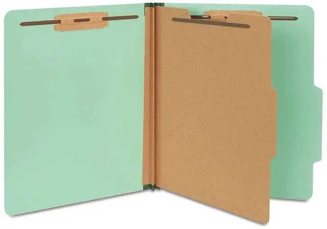 Main image of 60% Recycled Pressboard Classification Folder, 1-Divider, 1.75" Expansion, Letter Size, Light Green, 20/Box