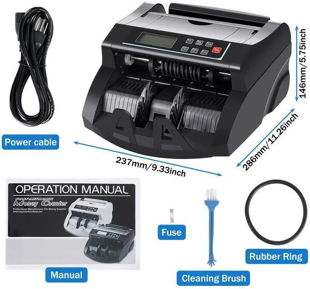 Alt view image 6 of 6 - Money Counter Machine Count Value for US Dollar only,UV/MG/MT/IR/DD Detection Bill Counter,Add+Batch/Add+Value Modes Money Counting Machine, Cash Counter with LCD Display