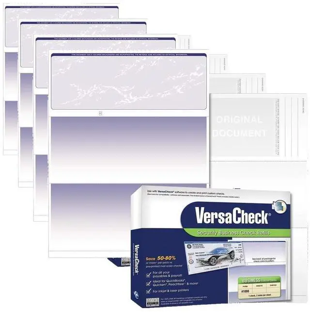 Main image of Secure Checks - 500 Blank Business Voucher Checks - Blue Prestige - 500 Sheets Form #1000 - Check on Top (Pack of 4)