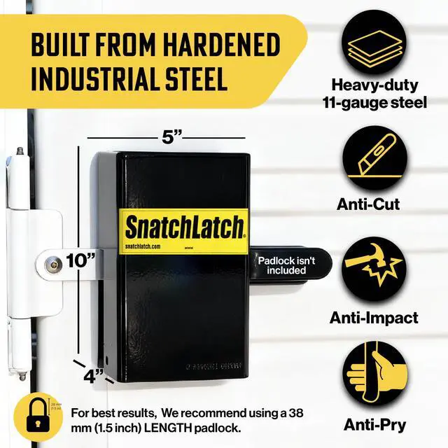 Alt view image 4 of 6 - Enclosed Trailer Door Lock Heavy Duty Anti Theft Steel Shroud | High Security Trailer Accessories for Cam Bar Style Latches 3 Step Easy Tool-Free Installation Fits Shackle Padlocks