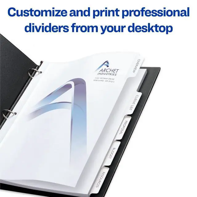 Alt view image 2 of 6 - 5-Tab Print-On Binder Dividers, White Tabs, 25 Sets (11517)
