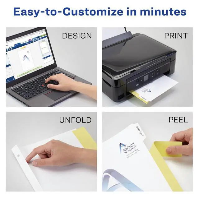 Alt view image 4 of 6 - 5-Tab Print-On Binder Dividers, White Tabs, 25 Sets (11517)
