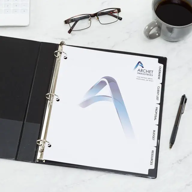 Alt view image 6 of 6 - 5-Tab Print-On Binder Dividers, White Tabs, 25 Sets (11517)