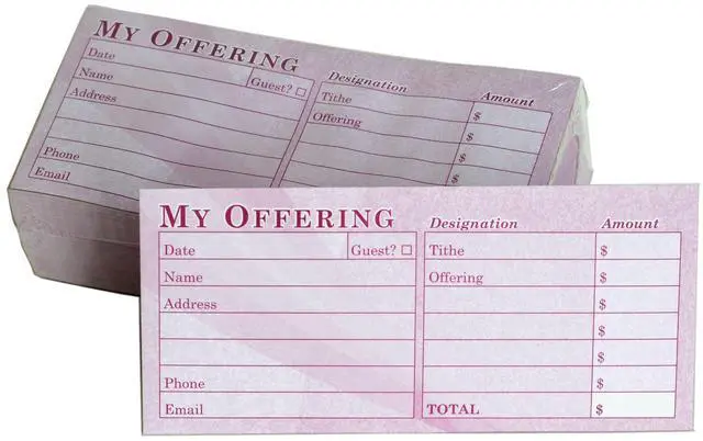 Main image of Church Offering/Tithe Donation Envelopes, Simple Design, Easy-Open Tab, Blank Designation Lines, Fits Bills & Checks, Visitor Card/Information Form, Malachi 3:10 KJV Verse - Burgundy - Box of 500