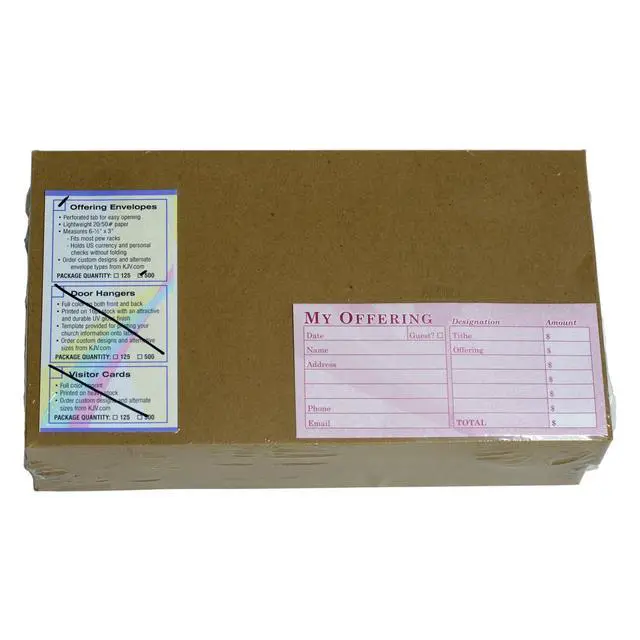 Alt view image 4 of 5 - Church Offering/Tithe Donation Envelopes, Simple Design, Easy-Open Tab, Blank Designation Lines, Fits Bills & Checks, Visitor Card/Information Form, Malachi 3:10 KJV Verse - Burgundy - Box of 500