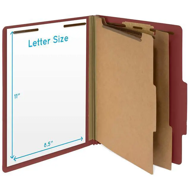Alt view image 2 of 5 - 30 Classification Folders, 2 Divider, Red | Heavy-duty letter size, 2 in expansion, 2 prong fasteners, 2 dividers, for medical and legal files