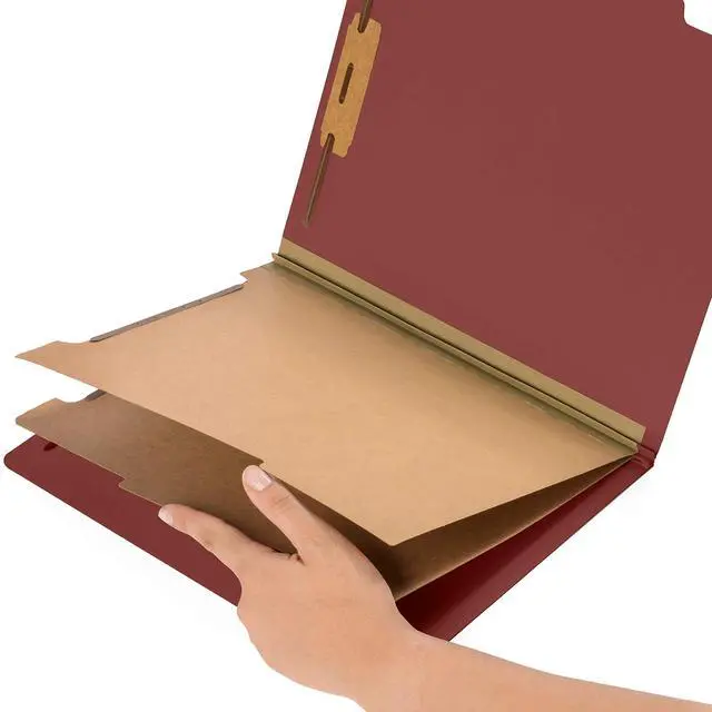 Alt view image 4 of 5 - 30 Classification Folders, 2 Divider, Red | Heavy-duty letter size, 2 in expansion, 2 prong fasteners, 2 dividers, for medical and legal files