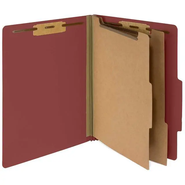 Alt view image 5 of 5 - 30 Classification Folders, 2 Divider, Red | Heavy-duty letter size, 2 in expansion, 2 prong fasteners, 2 dividers, for medical and legal files