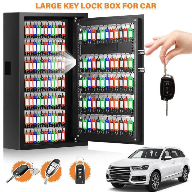 Alt view image 5 of 6 - 144 Keys Anti-Theft Fireproof Key Cabinet Wall Mount with Combination Lock | Key Tags Included, Key Slots, Adjustable Key Organizer, External Battery Box, for Home Office Hotel Garage Rental Business