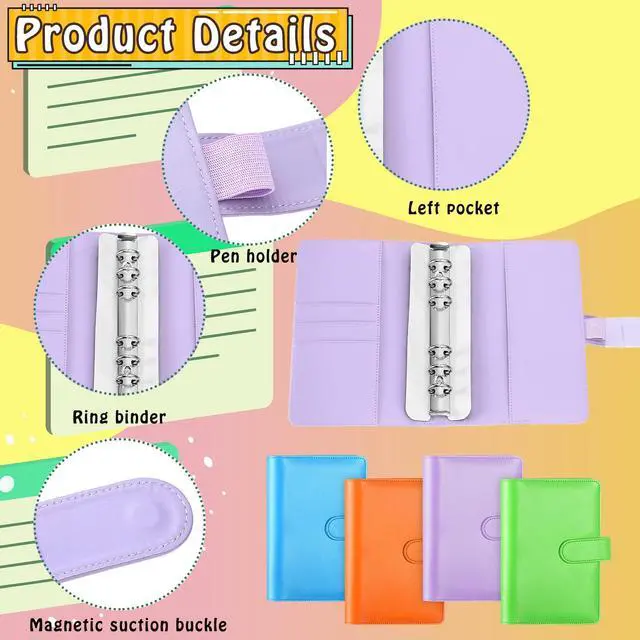 Alt view image 3 of 6 - 24 Pcs 24 Pack A6 Binder Bulk, PU Leather 6 Ring Binder Covers with Magnetic Buckle, Refillable A6 Budget Binders Covers for Classroom, Back to School Gifts and Group Supplies