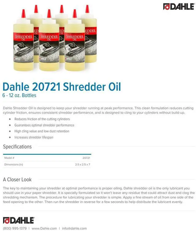 Alt view image 4 of 4 - Shredder Oil Reduces Friction and Optimizes Performance in Paper Shredders, For Use In All Shredders, 6 - 12 oz. Bottles