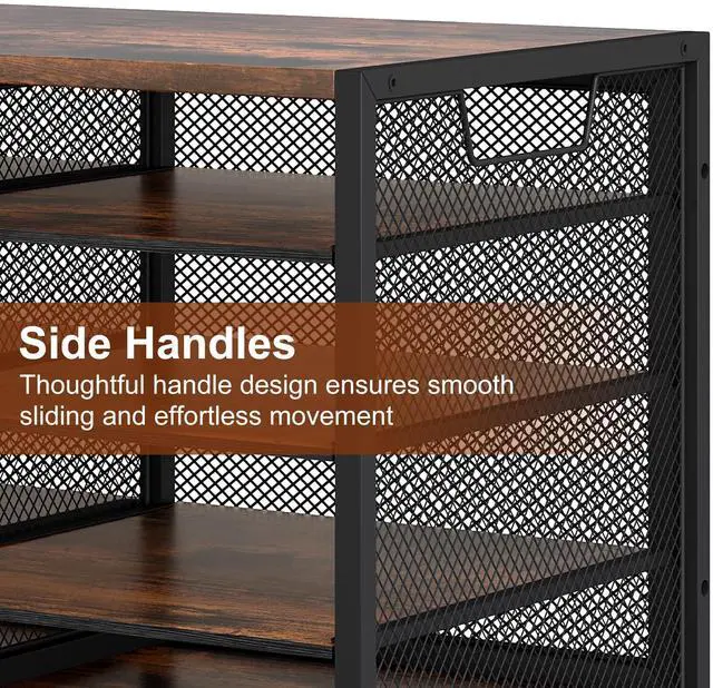 Alt view image 4 of 6 - 12 Compartments Desktop Literature Organizer, Metal Frame Paper Sorter with Handles, Heavy Duty Mailbox for Classroom and Office, Wood File Organizer for Document, Bill, Magazine, Antique Brown