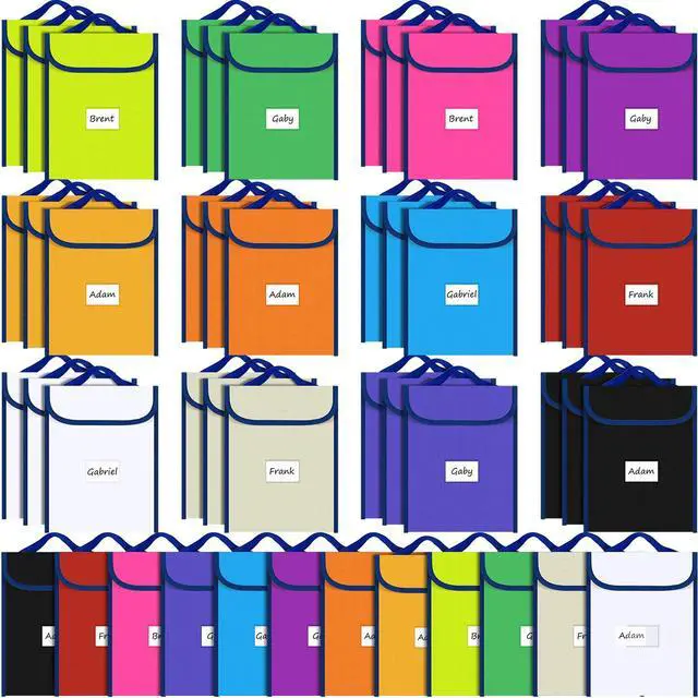 Main image of 48 Pcs Book Bags for Classroom Bulk Reading Book Pouches with Name Tags Protector Pouches for Classroom Library Chair Pockets