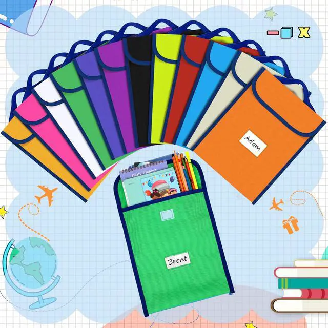 Alt view image 3 of 6 - 48 Pcs Book Bags for Classroom Bulk Reading Book Pouches with Name Tags Protector Pouches for Classroom Library Chair Pockets